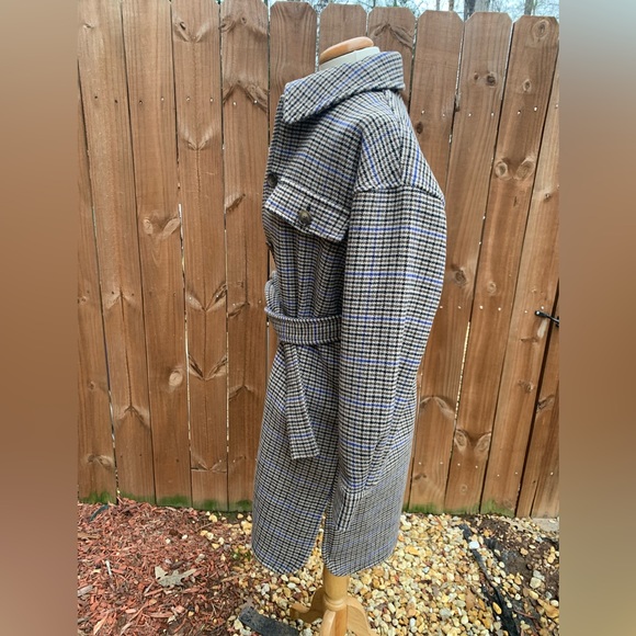 VERO MODA Plaza Long Wool Coat GA | M | Brown / Navy | NEW!! Stlye 10270731 - Picture 8 of 14